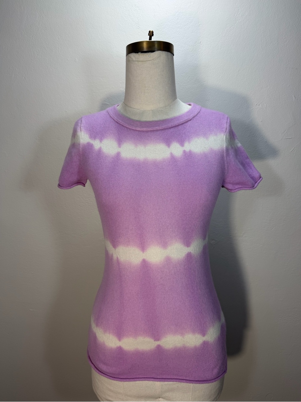 J. Crew Cashmere Lilac and White Tie-Dye Short Sleeve Crewneck Tee